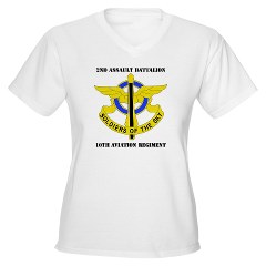 2AB10AR - A01 - 04 - DUI - 2nd Aslt Bn - 10th Aviation Regt with Text Women's V-Neck T-Shirt