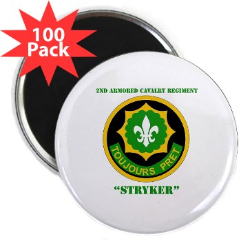 2CR - M01 - 01 - SSI - 2nd Armored Cavalry Regiment (Stryker) with Text 2.25" Magnet (100 pack)