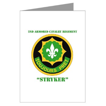 2CR - M01 - 02 - SSI - 2nd Armored Cavalry Regiment (Stryker) with Text Greeting Cards (Pk of 10)
