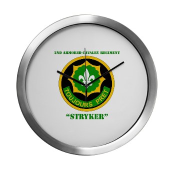 2CR - M01 - 03 - SSI - 2nd Armored Cavalry Regiment (Stryker) with Text Modern Wall Clock