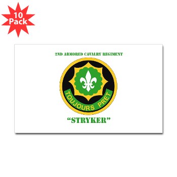 2CR - M01 - 01 - SSI - 2nd Armored Cavalry Regiment (Stryker) with Text Sticker (Rectangle 10 pk)