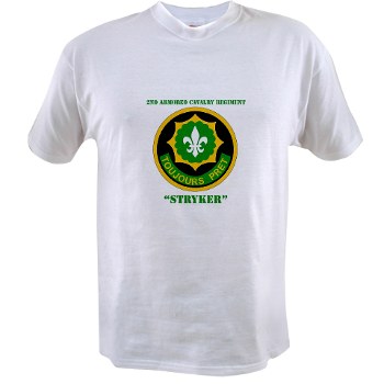 2CR - A01 - 04 - SSI - 2nd Armored Cavalry Regiment (Stryker) with Text Value T-Shirt - Click Image to Close