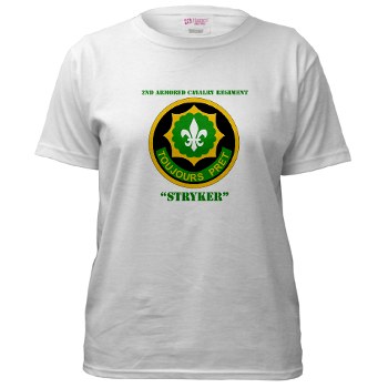 2CR - A01 - 04 - SSI - 2nd Armored Cavalry Regiment (Stryker) with Text Women's T-Shirt