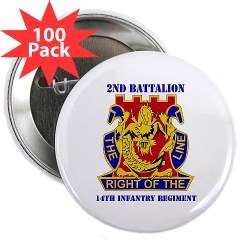 2B14IR - M01 - 01 - DUI - 2nd Bn - 14th Infantry Regt with Text 2.25" Button (100 pack)