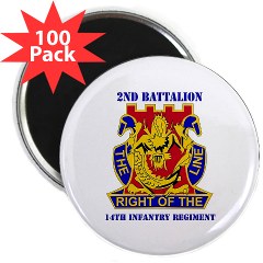 2B14IR - M01 - 01 - DUI - 2nd Bn - 14th Infantry Regt with Text 2.25" Magnet (100 pack)