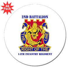 2B14IR - M01 - 01 - DUI - 2nd Bn - 14th Infantry Regt with Text 3" Lapel Sticker (48 pk)