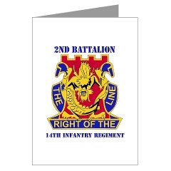 2B14IR - M01 - 02 - DUI - 2nd Bn - 14th Infantry Regt with Text Greeting Cards (Pk of 10)