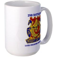 2B14IR - M01 - 03 - DUI - 2nd Bn - 14th Infantry Regt with Text Large Mug - Click Image to Close