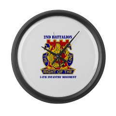 2B14IR - M01 - 03 - DUI - 2nd Bn - 14th Infantry Regt with Text Large Wall Clock