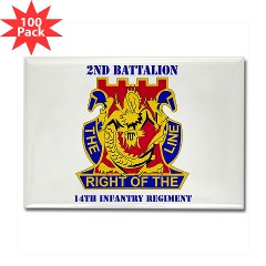 2B14IR - M01 - 01 - DUI - 2nd Bn - 14th Infantry Regt with Text Rectangle Magnet (100 pack)