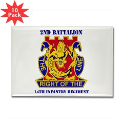 2B14IR - M01 - 01 - DUI - 2nd Bn - 14th Infantry Regt with Text Rectangle Magnet (10 pack)