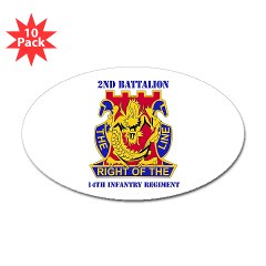 2B14IR - M01 - 01 - DUI - 2nd Bn - 14th Infantry Regt with Text Sticker (Oval 10 pk)