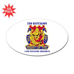 2B14IR - M01 - 01 - DUI - 2nd Bn - 14th Infantry Regt with Text Sticker (Oval 50 pk)