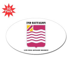 2B15FAR - M01 - 01 - DUI - 2nd Bn - 15th FA Regt with Text Sticker (Oval 50 pk) - Click Image to Close