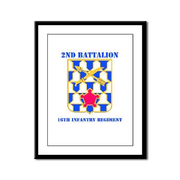2B16IR - M01 - 02 - DUI - 2nd Battalion - 16th Infantry Regiment with Text - Framed Panel Print