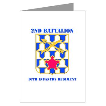 2B16IR - M01 - 02 - DUI - 2nd Battalion - 16th Infantry Regiment with Text - Greeting Cards (Pk of 10) - Click Image to Close