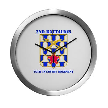 2B16IR - M01 - 03 - DUI - 2nd Battalion - 16th Infantry Regiment with Text - Modern Wall Clock - Click Image to Close