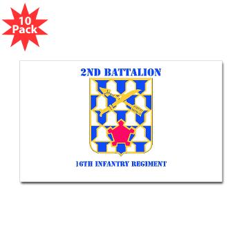 2B16IR - M01 - 01 - DUI - 2nd Battalion - 16th Infantry Regiment with Text - Sticker (Rectangle 10 pk) - Click Image to Close