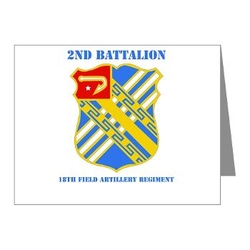 2B18FAR - M01 - 02 - DUI - 2nd Bn - 18th FA Regt with Text - Note Cards (Pk of 20)