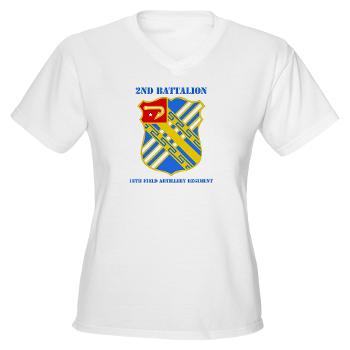 2B18FAR - A01 - 04 - DUI - 2nd Bn - 18th FA Regt with Text - Women's V-Neck T-Shirt