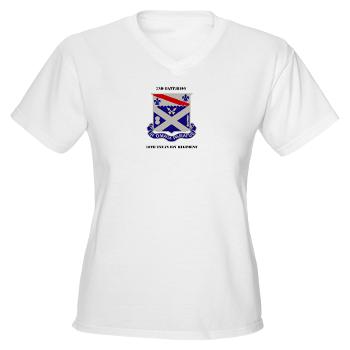 2B18IR - A01 - 04 - DUI - 2nd Battalion 18th Infantry Rgt with Text Women's V-Neck T-Shirt