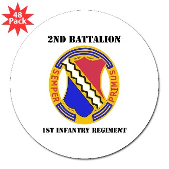 2B1IR - M01 - 01 - DUI - 2nd Bn - 1st Infantry Regt with Text - 3" Lapel Sticker (48 pk) - Click Image to Close