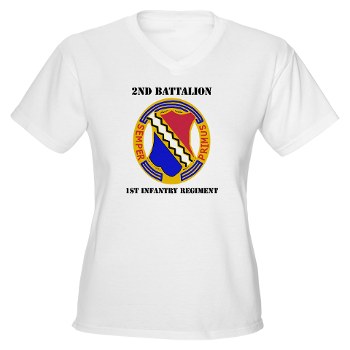 2B1IR - A01 - 04 - DUI - 2nd Bn - 1st Infantry Regt with Text - Women's V-Neck T-Shirt - Click Image to Close