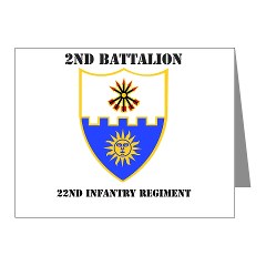 2B22IR - M01 - 02 - DUI - 2nd Battalion - 22nd Infantry Regiment with Text Note Cards (Pk of 20)
