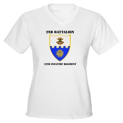 2B22IR - A01 - 04 - DUI - 2nd Battalion - 22nd Infantry Regiment with Text Women's V-Neck T-Shirt