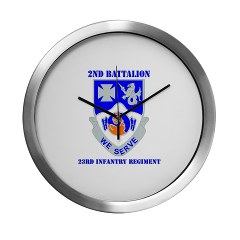 2B23IR - M01 - 03 - DUI - 2nd Battalion - 23rd Infantry Regiment with text Modern Wall Clock - Click Image to Close