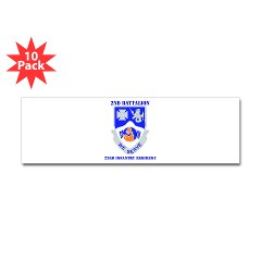 2B23IR - M01 - 01 - DUI - 2nd Battalion - 23rd Infantry Regiment with text Sticker (Bumper 10 pk) - Click Image to Close
