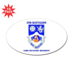 2B23IR - M01 - 01 - DUI - 2nd Battalion - 23rd Infantry Regiment with text Sticker (Oval 10 pk)