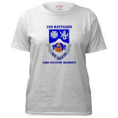 2B23IR - A01 - 04 - DUI - 2nd Battalion - 23rd Infantry Regiment with text Women's T-Shirt