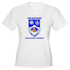 2B23IR - A01 - 04 - DUI - 2nd Battalion - 23rd Infantry Regiment with text Women's V-Neck T-Shirt