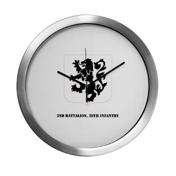 2B28I - M01 - 03 - DUI - 2nd Battalion, 28th Infantry with Text - Modern Wall Clock