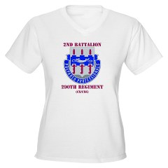2B290R - A01 - 04 - DUI - 2nd Bn - 290th Regt(CS/CSS) with Text Women's V-Neck T-Shirt