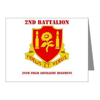 2B29FAR - M01 - 02 - DUI - 2nd Bn - 29th FA Regt with Text - Note Cards (Pk of 20) - Click Image to Close