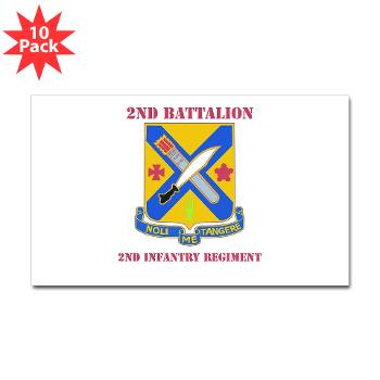 2B2IR - M01 - 01 - DUI - 2nd Battalion - 2nd Infantry Regiment with Text - Sticker (Rectangle 10 pk) - Click Image to Close