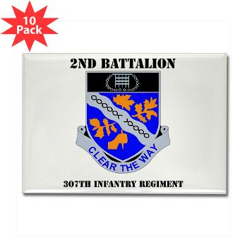 2B307IR - M01 - 01 - DUI - 2nd Bn - 307th Infantry Regiment with Text Rectangle Magnet (10 pack)