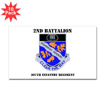 2B307IR - M01 - 01 - DUI - 2nd Bn - 307th Infantry Regiment with Text Sticker (Rectangle 10 pk)