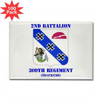 2B309RTSCSCSS - M01 - 01 - DUI - 2nd Bn - 309th Regt (TS) (CS/CSS) with Text - Rectangle Magnet (100 pack)