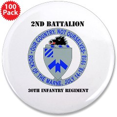 2B30IR - M01 - 01 - DUI - 2nd Bn - 30th Infantry Regiment with Text 3.5" Button (100 pack)