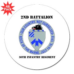 2B30IR - M01 - 01 - DUI - 2nd Bn - 30th Infantry Regiment with Text 3" Lapel Sticker (48 pk)
