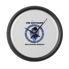 2B30IR - M01 - 03 - DUI - 2nd Bn - 30th Infantry Regiment with Text Large Wall Clock