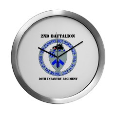 2B30IR - M01 - 03 - DUI - 2nd Bn - 30th Infantry Regiment with Text Modern Wall Clock