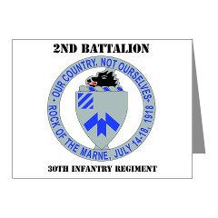 2B30IR - M01 - 02 - DUI - 2nd Bn - 30th Infantry Regiment with Text Note Cards (Pk of 20)