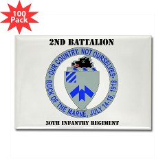 2B30IR - M01 - 01 - DUI - 2nd Bn - 30th Infantry Regiment with Text Rectangle Magnet (100 pack)