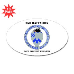2B30IR - M01 - 01 - DUI - 2nd Bn - 30th Infantry Regiment with Text Sticker (Oval 10 pk)