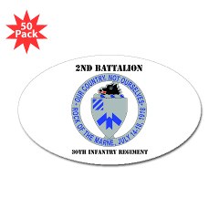 2B30IR - M01 - 01 - DUI - 2nd Bn - 30th Infantry Regiment with Text Sticker (Oval 50 pk)