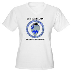 2B30IR - A01 - 04 - DUI - 2nd Bn - 30th Infantry Regiment with Text Women's V-Neck T-Shirt
